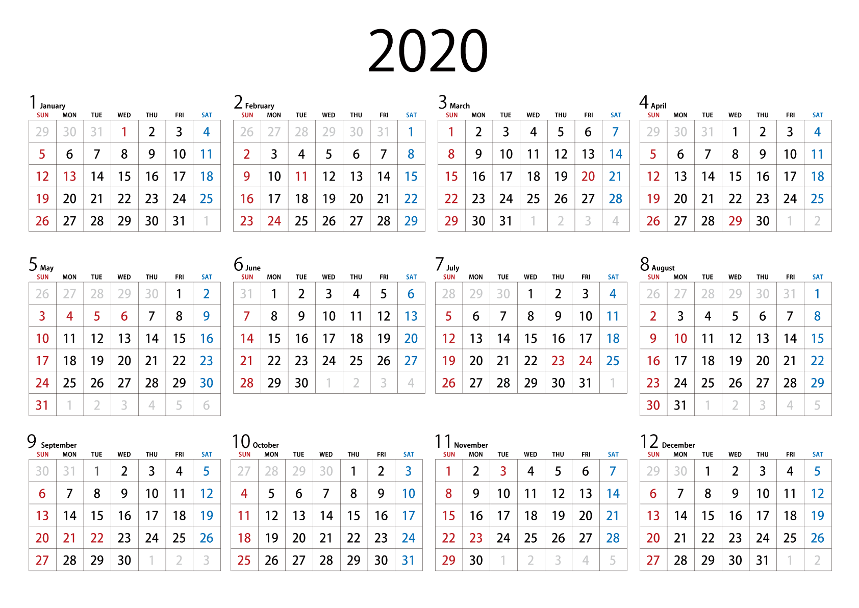 令 和 2 年 カレンダー
